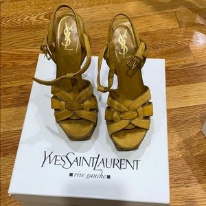 YSL Yellow suede tribute sandals sz 35